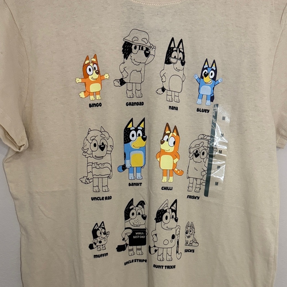 Beige T-Shirt with Cartoon Dog Characters - Picture 2 of 5